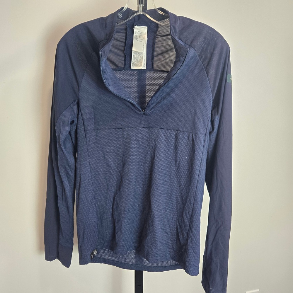 Forclaz Base Layer Womens Navy Blue Merino Wool Tropic 500 Quarter Zip Shirt M
